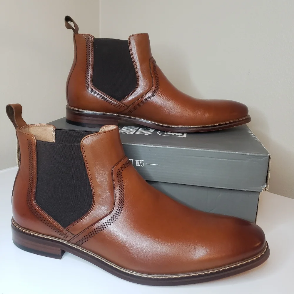 Stacy Adams Altair Plain Toe Chelsea Men's Dress Boot in Cognac (25301-221)